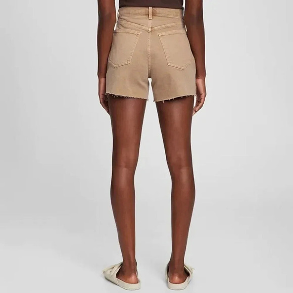 GAP Womens Size 27 4" High Rise  Denim Shorts with Washwell Khaki Brown NWT - Picture 3 of 8